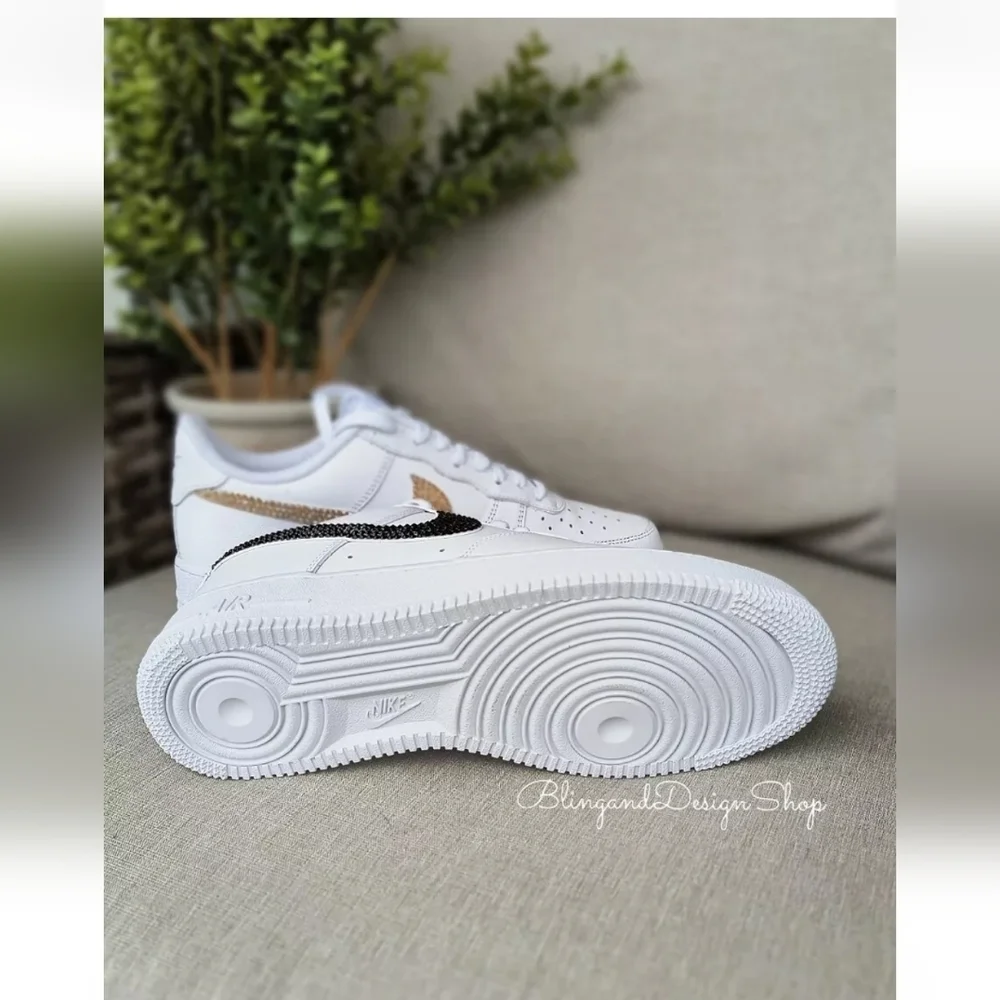 Bling Nike Air Force 1 Low Sneakers Customized with Swarovski Crystals Custom